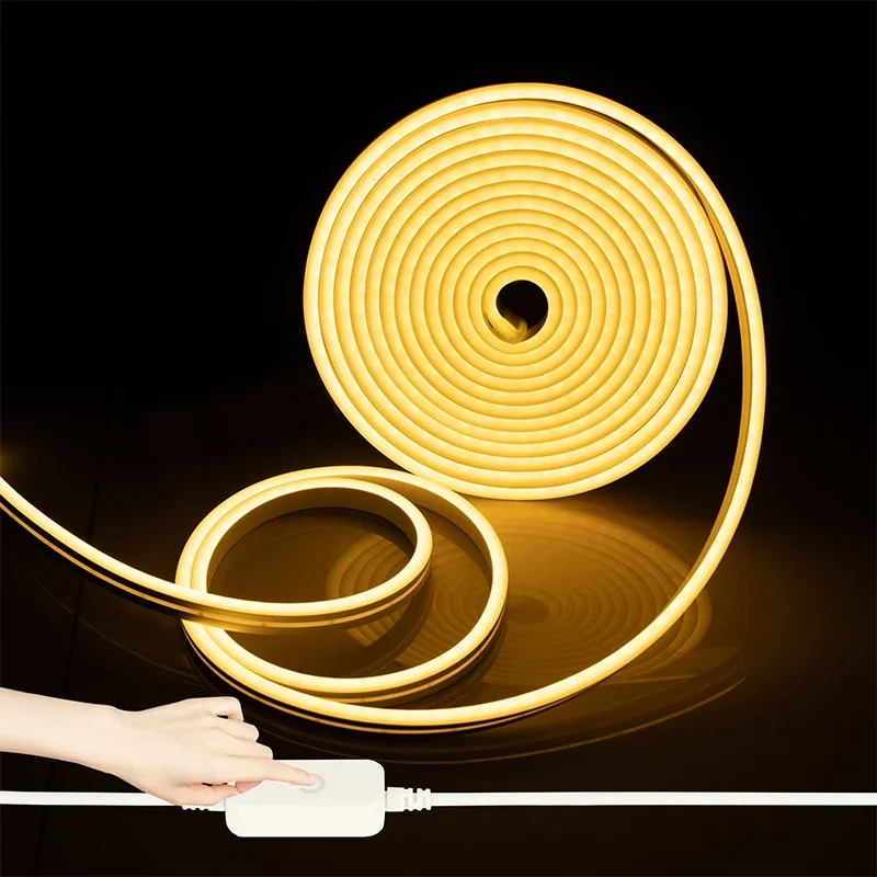 DC12/24V EU plug Neon LED Strip,1/2/3/5/10M Touch Sensor Dimmable Waterproof Neon LED Light Tape For Cabinet Decoration Lighting