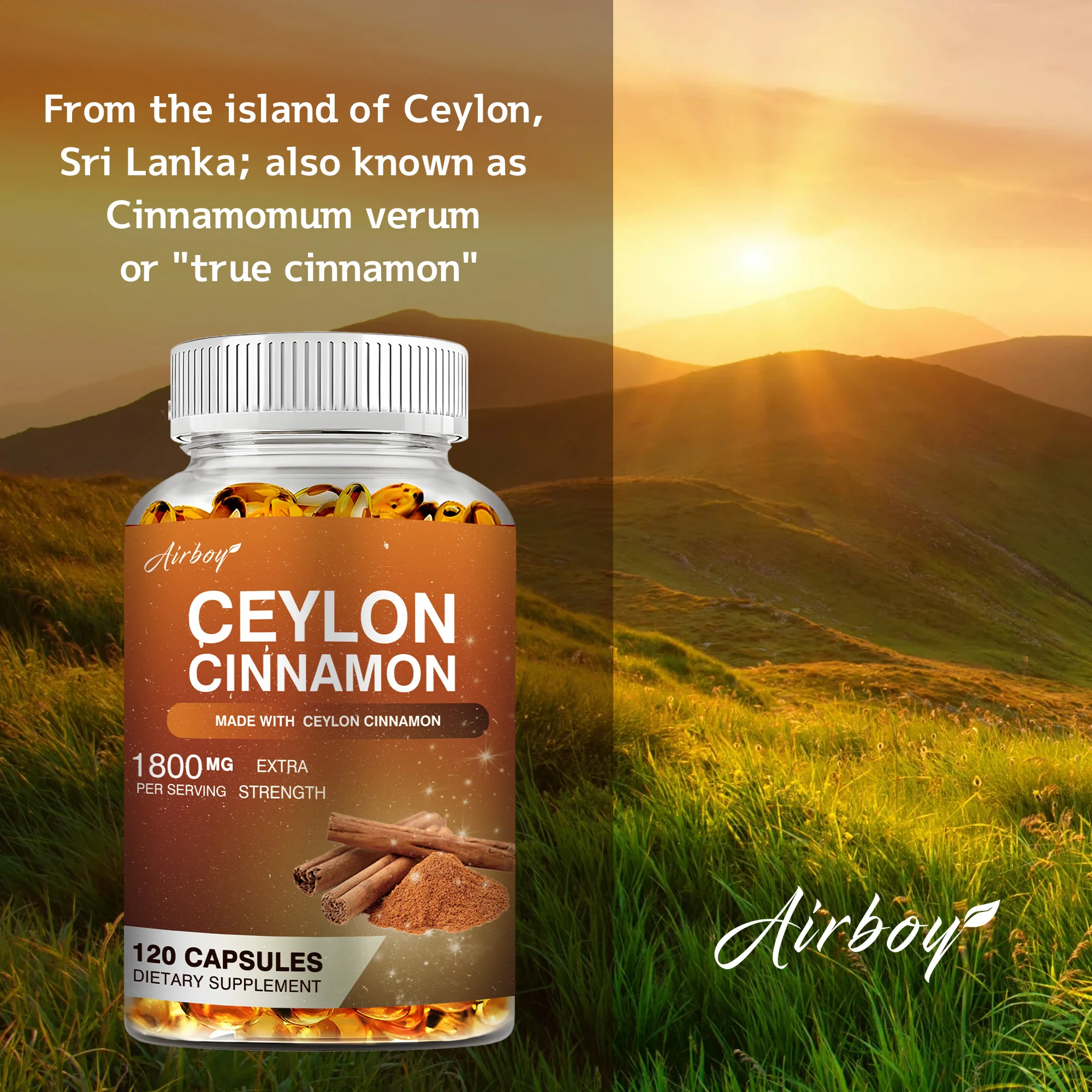 Ceylon Cinnamon-สนับสนุนการเผาผลาญ, สุขภาพภูมิคุ้มกัน, สุขภาพร่วมและการสนับสนุนโรคหัวใจและหลอดเลือด-120แคปซูล