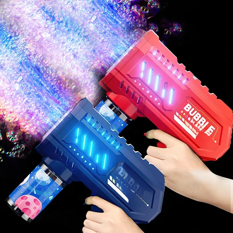Machine à bulles pour enfants, jouet lumineux, pistolet à bulles entièrement automatique, produit une grande quantité de bulles sans batterie ni eau à bulles