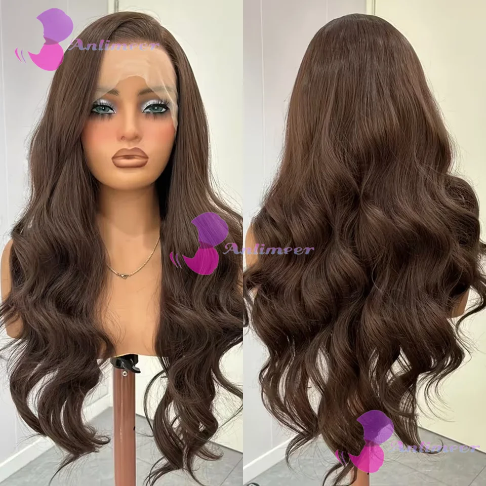 

Body Wavy Human Hair #2 Dark Brown Brazilian Bleached Knots Glueless 5x5 Silk Top Closure Wig Pre Plucked 13x6/360 Full Lace Wig