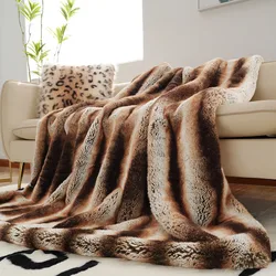 Coperta da tiro in pelliccia sintetica morbida e lussuosa coperta da divano in cincillà Premium decorazione coperta per la casa