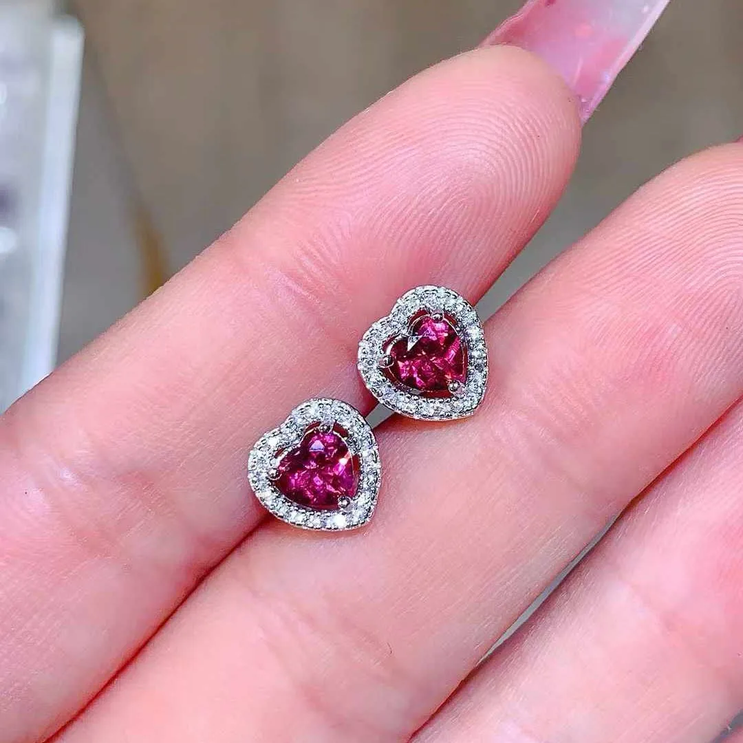 

KJJEAXCMY Boutique Jewelry 925 Pure Silver Inlaid with Natural Pure Magnesium Aluminum Garnet Female Earrings as a Gift for Girl