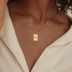 Aangepaste naam ketting persoonlijkheid vierkante naamplaatje hanger roestvrij stalen box ketting vrouwen unisex sieraden verjaardagscadeau