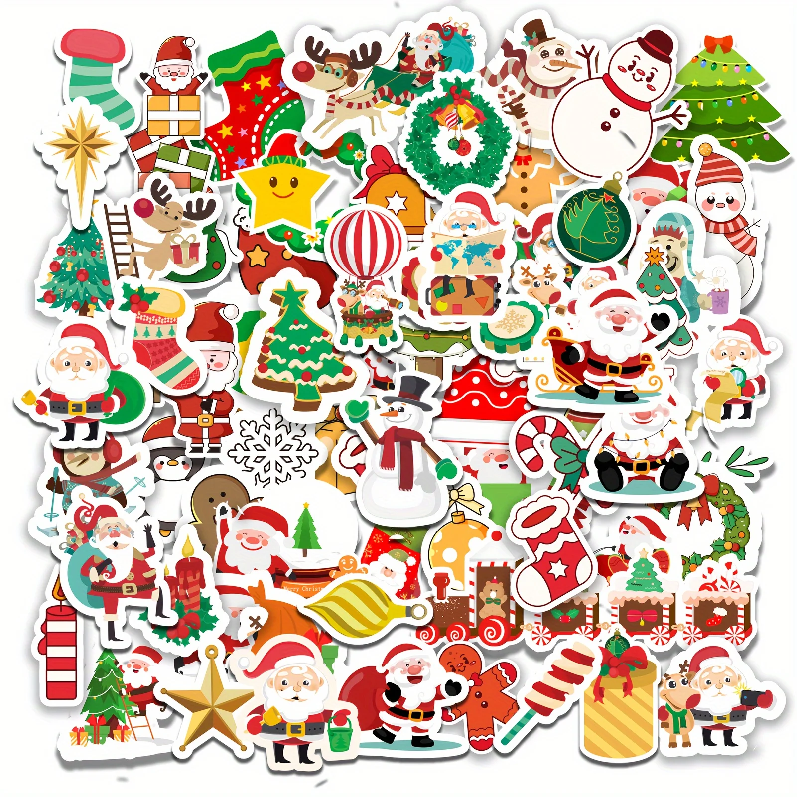 154 Pcs Christmas Decorative Stickers - Classic Holiday Icons for Scrapbooking, Journals, Cards, Gift Sealing
