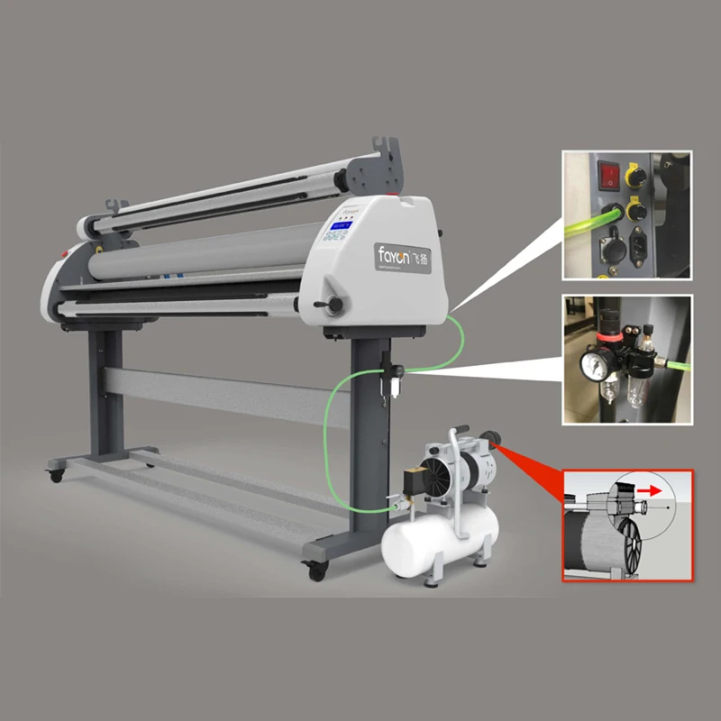 

Fayon 1.6M Wide Format Cold Laminator Free Air Compressor Cutting Blade Automatic 1600DA laminator