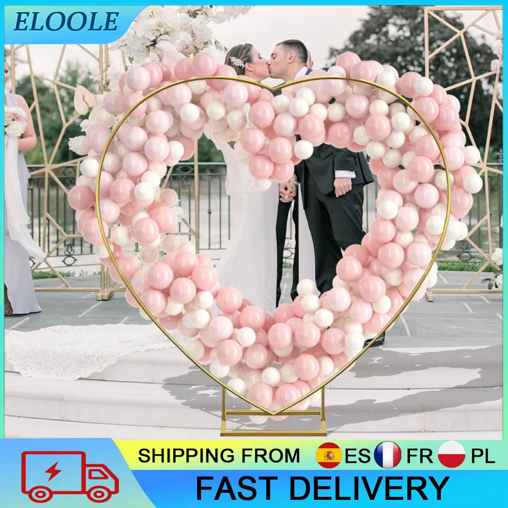 Arche de mariage en forme de cœur 2x2m, structure métallique pour arche à ballons, toile de fond de fête, cadre en fer pour scène, cadre pour photomaton