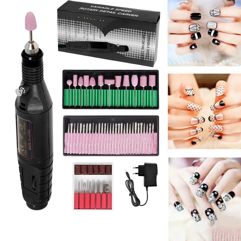 Kit de ponceuse à ongles électrique portable pour manucure, outil de polissage et de retouche des ongles ﻿