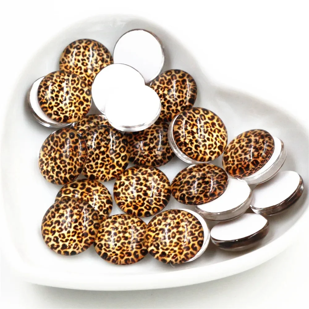 Nowa moda 20 sztuk 12mm Leopard głębokość ręcznie robione szklane kaboszony ze zdjęciami — zdjęcie 2