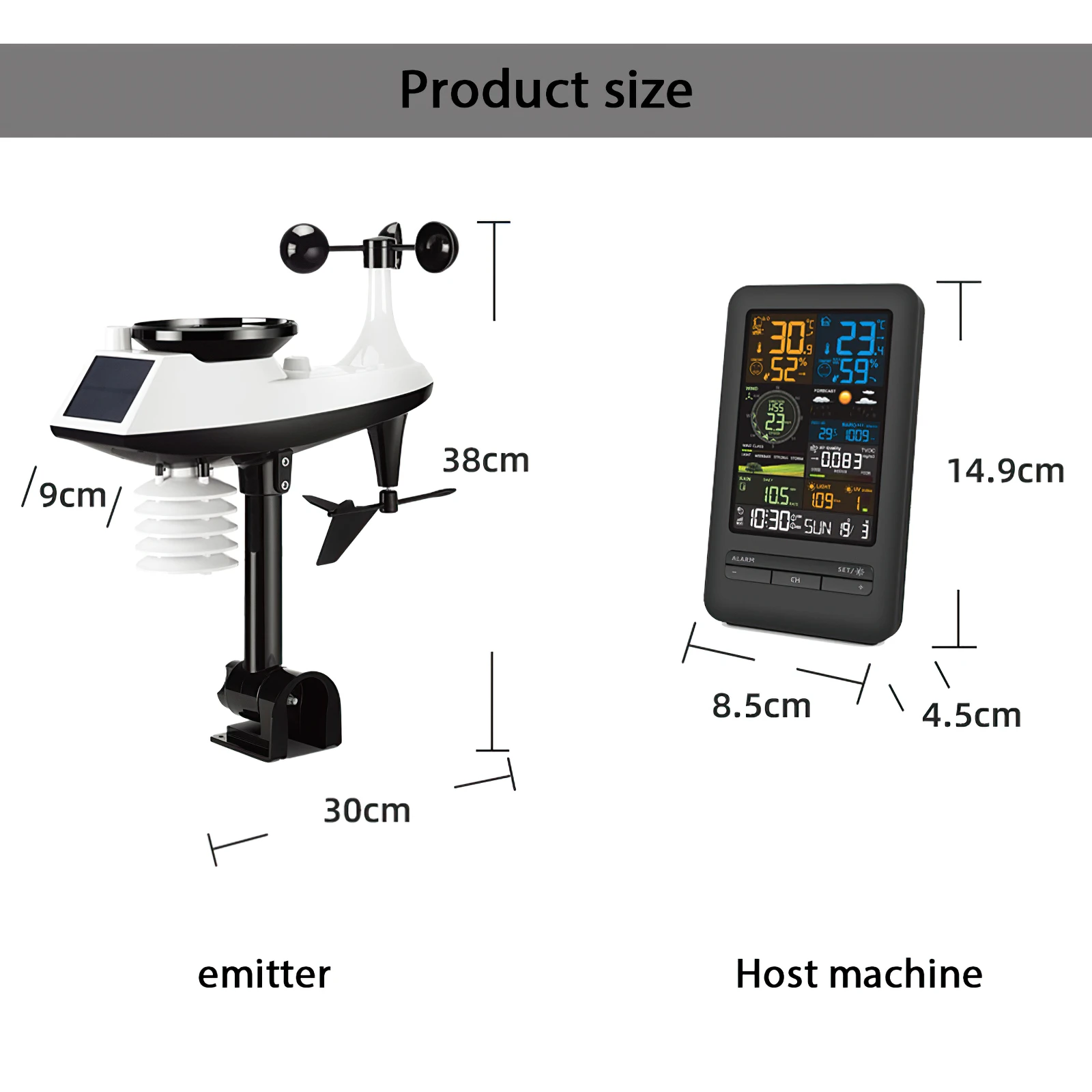 Smart Tuya Weather Station Alarm Digital window Speed Direction rainstart Light Index Air Quality Temperature Humidity Meter