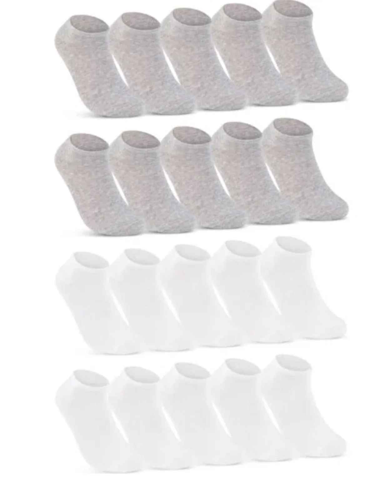 20 Pairs Unisex Ankle Length Booties Socks Suitable for Sportswear and Running Black White Gray Size 35-40, 40-45