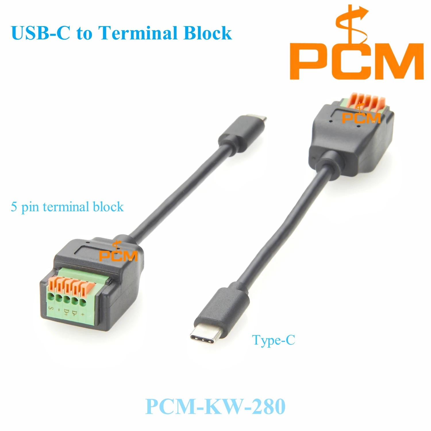 Type-C to Terminal Block Cable USB 3.1 USB-C Male to 5 Pin Terminal Block Connector for Device Communication and Testing