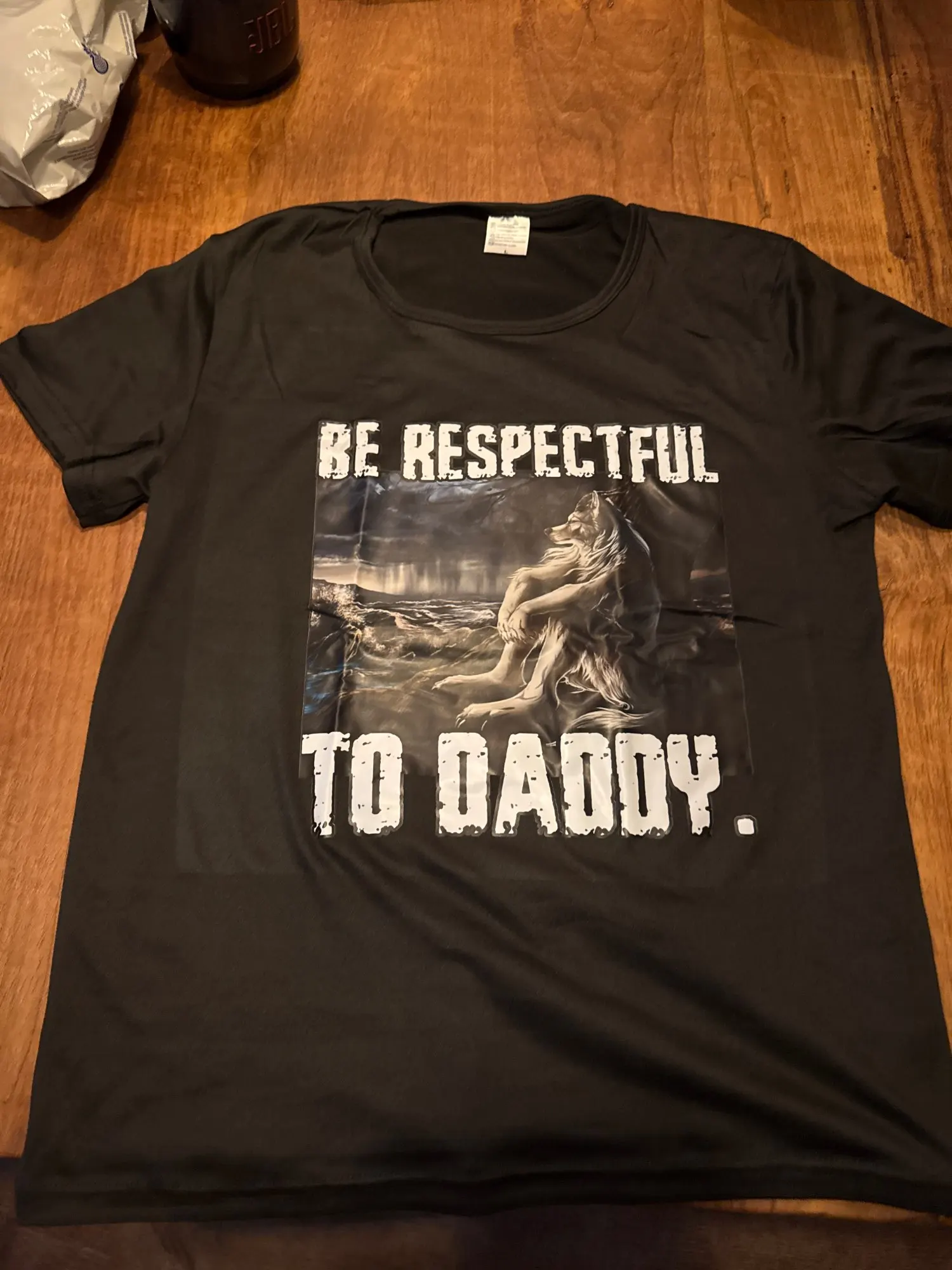 Be Respectful To Daddy Funny Alpha Were Wolf Funny Wolf Meme T-Shirt Prevailing Soft Short Sleeves Tee Round Neck T Shirt Women photo review