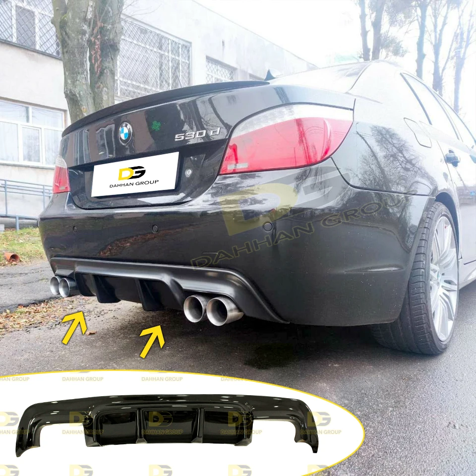 B.M.W 5 Series E60 Vorsteiner Style Rear Diffuser Spoiler Splitter Left and Right Double Exhaust Outputs Gloss Black Plastic