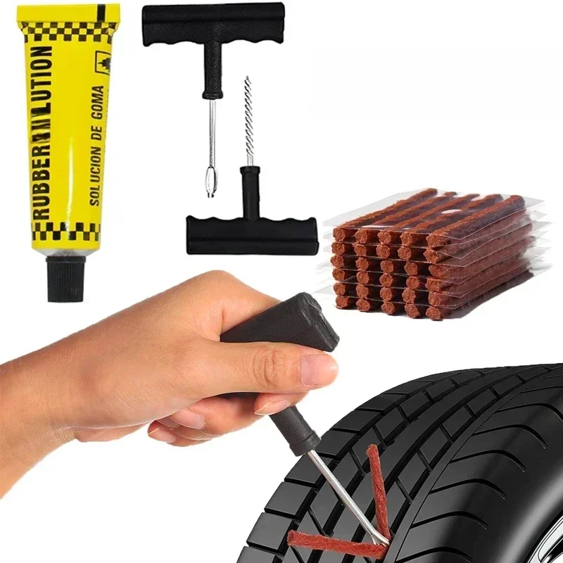 AliExpress NONE Car Tire Repair Tools Kit with Rubber Strips Tubeless Tire Tyre Puncture Plug Seal Repair Tool Kit for Bicycle Motorcycle Car
