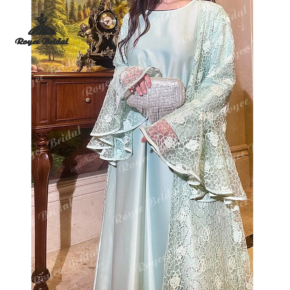 Elegant Lace Sequin Lace Evening Dresses 2026 Two Pieces bell sleeves  Set Abaya Occasion Dresses فساتين سهرة