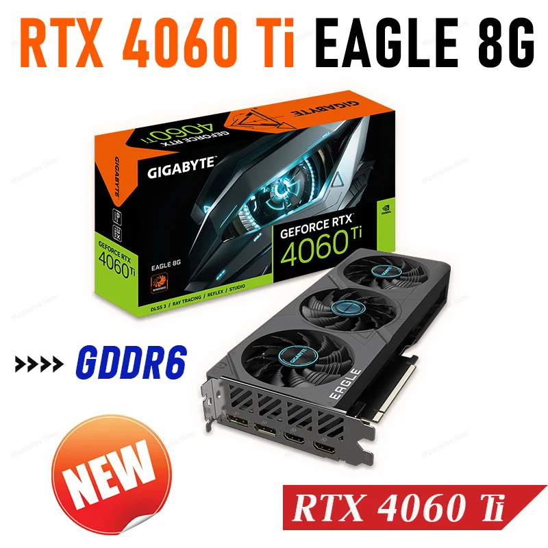 Gigabyte RTX 4060 Ti EAGLE 8G  RTX 4060 Ti Graphics GDDR6 GPU PCI-E 4.0 128 bit 8 Pin Support Intel AMD CPU 4060Ti Video Card