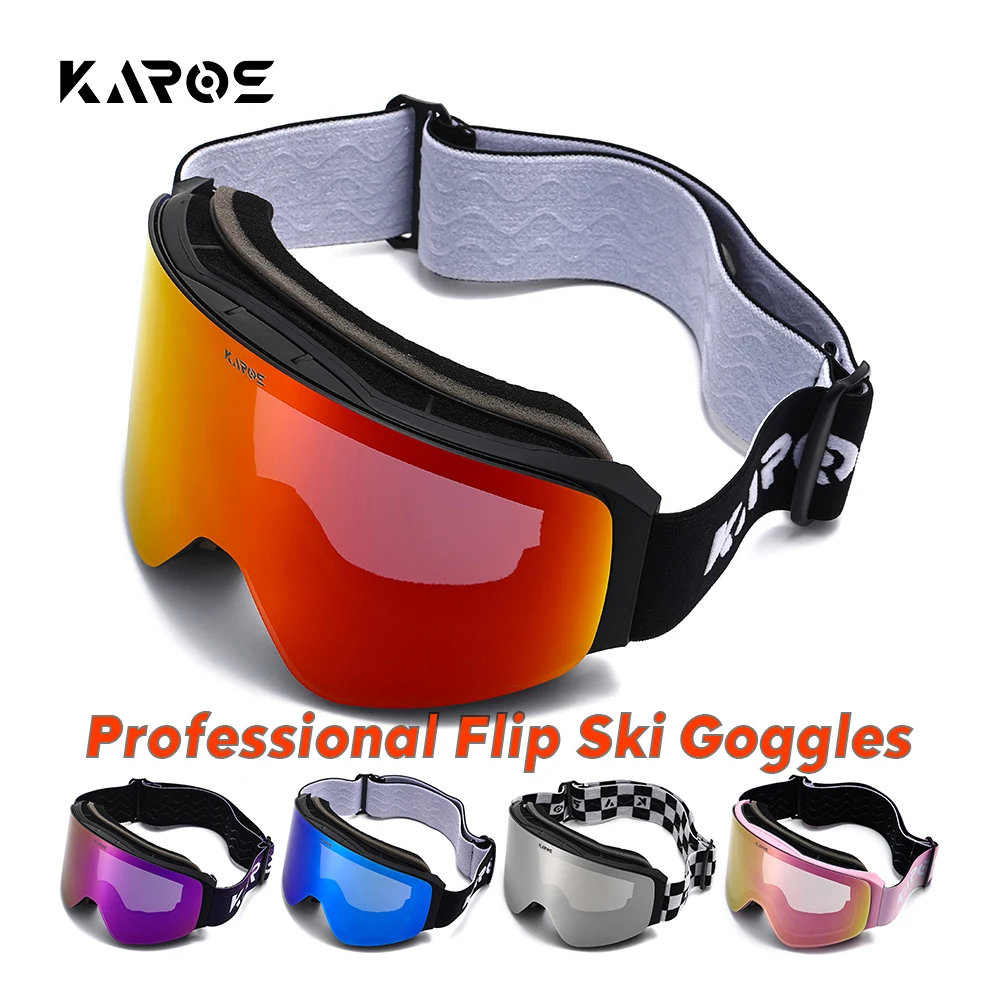 

KAROS Magnetic Ski Goggles Flip Up Snowboard Glasses Double Layers Anti-fog UV400 Ski Mask Men Women Winter Sports Snow Goggles