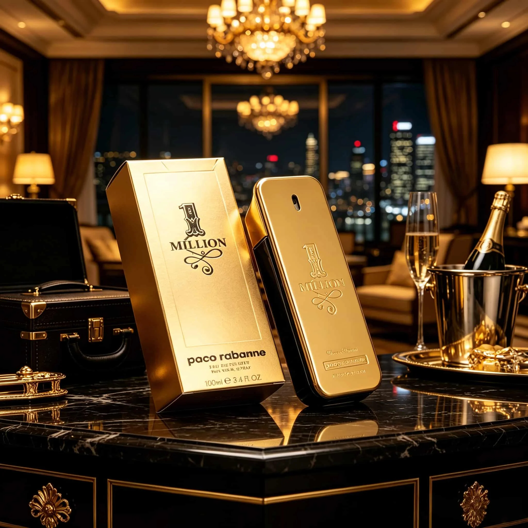 

Paco Rabanne 1 Million Eau de Toilette (3.4 oz / 100 ml) – Long-lasting fragrance featuring a blend of raspberry, rose, spices, and woody notes; suitable for birthdays, parties, and holidays, whether for personal use or as a gift.