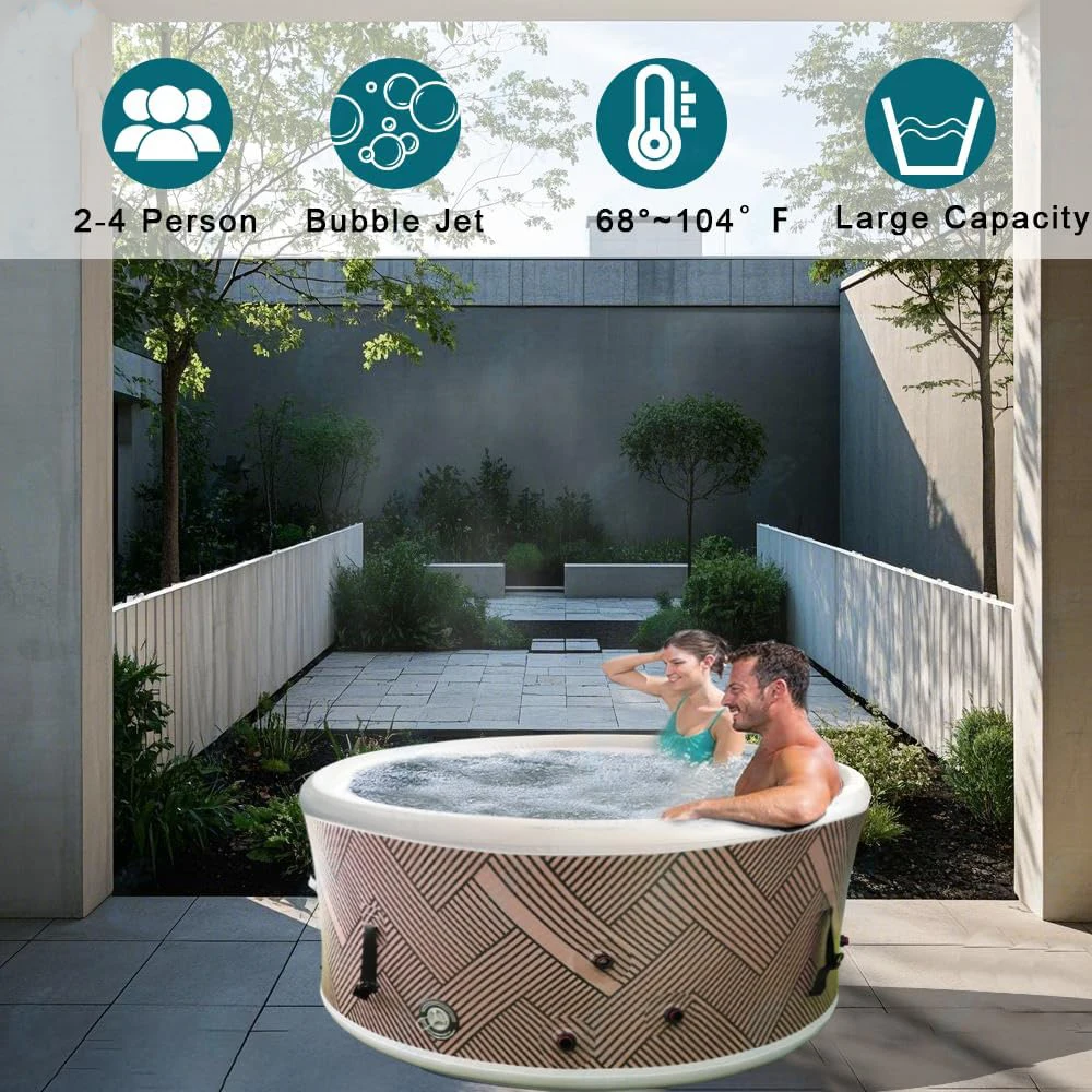 Stock Outdoor Hot Spa Tub 2-6 Persons Portable Whirlpool Spa Air Bubbles Round Inflatable Hot Tub Spa BathTub For Home Backyard