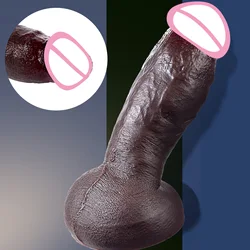 Consolador enorme de piel Real, pene Artificial de silicona suave, pene masculino con ventosa, Vagina para adultos, Juguetes sexuales anales para mujeres, orgasmo masculino