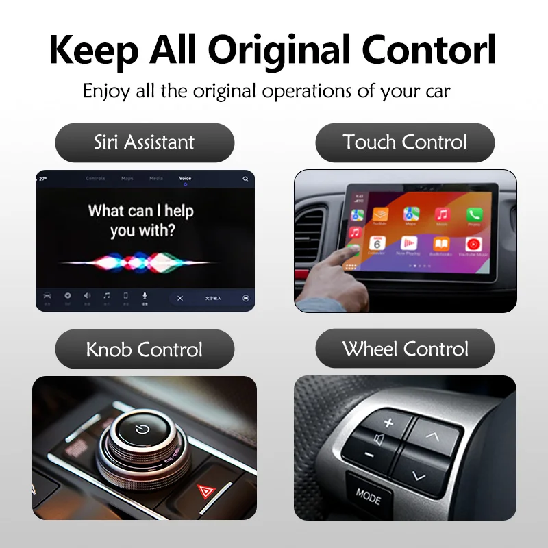 Acodo มินิ Ai BOX CarPlay แบบมีสายไปยังไร้สาย2 in 1 5G WiFi และบลูทูธ5.0 Android การเชื่อมต่อแบบปลั๊กแอนด์เพลย์ที่ไม่เหนี่ยวนำ