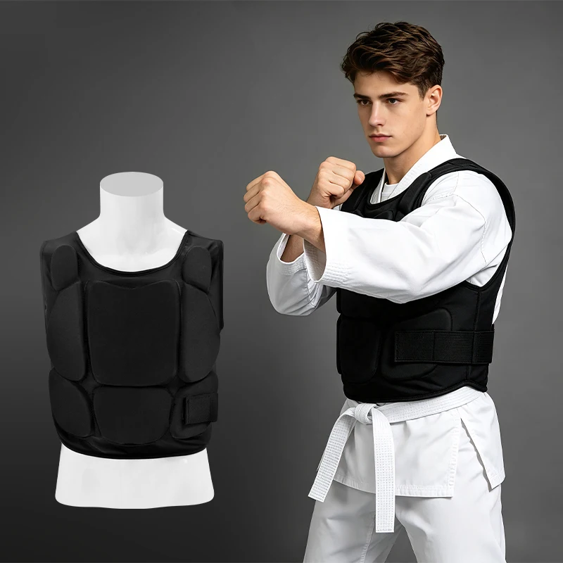 Karate Chest Guard for Adults Youth Elastic Strap Karate Chest Protector Adjustable Fit Taekwondo Muay Kickboxing Body Protector