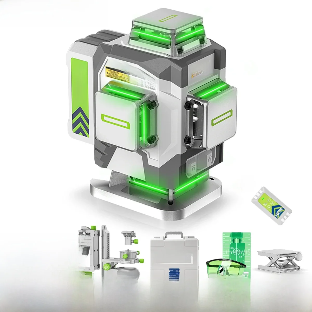 Huepar Pro 4D 16-lijnen laserniveau ± 2 mm hoge nauwkeurigheid zelfnivellerende groene straal kruislijnlaser met 8000 mAh Li-ionbatterij - afbeelding 2