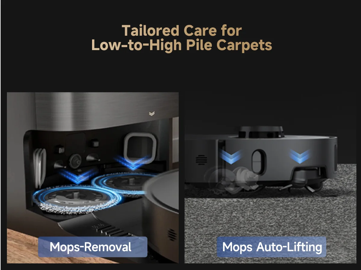 Refurbished DREAME Govac 508 Robotic Vacuum with Removable & Liftable Mop, 12,000Pa Suction, Side Brush Extensive Cleaning, 158°F Mop & Washboard Self Cleaning, Auto-Empty, Auto Refill, liftable Brushes
