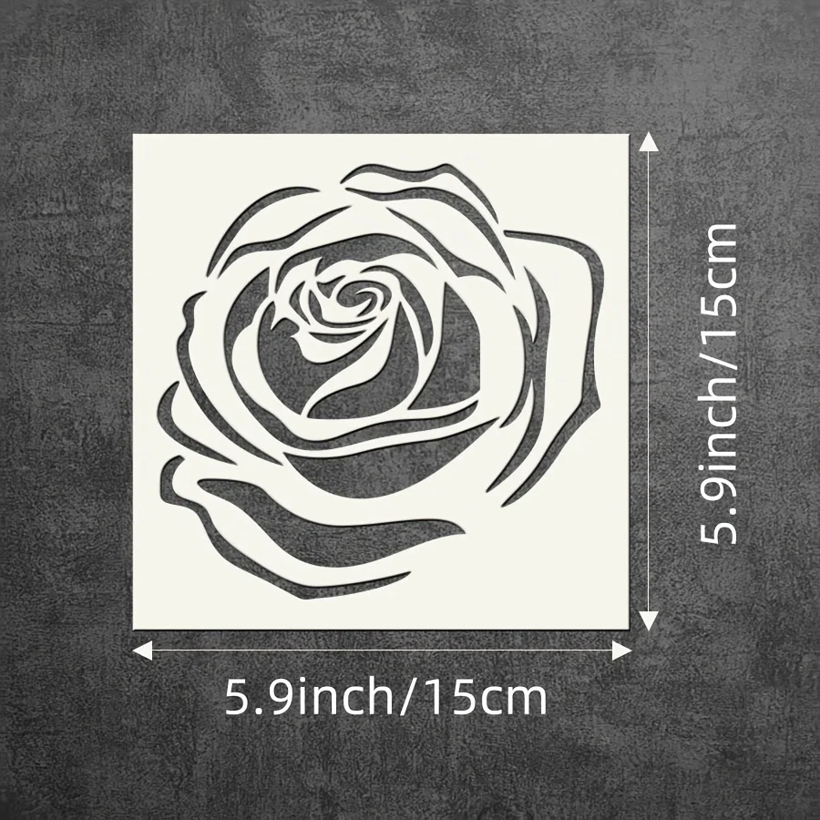 مجموعة استنسل زهور مكونة من 4 قطع - الكركديه وعباد الشمس والورد والنقان الشقري، مقاس 5.9 × 5.9 بوصة لديكور المنزل والحرف اليدوية والأثاث