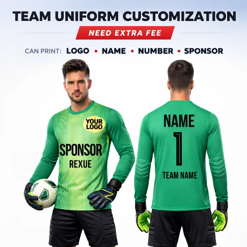 Professional Soccer Goalkeeper Jersey Long Sleeve Padded Elbow Football Goalie Shirt Training Uniform Quick Dry For Men Kids