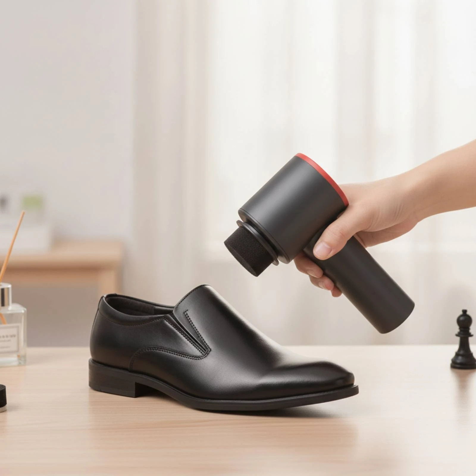 Elektrische Schuhputzmaschine, wiederaufladbarer elektrischer Schuhpolierer, tragbarer Hand-Lederpolierer für Profis, Jet-Setter – Detail 6