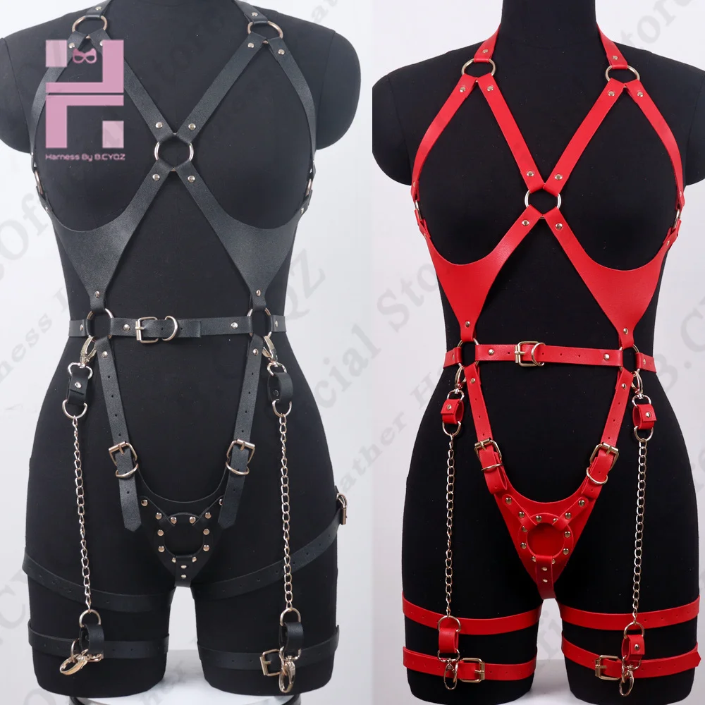 B.CYQZ Bondage Bdsm Harness Woman Erotic Lingerie Harness Thigh Garter Goth Sexy Sword Belt Garter Fetish Pu Leather Underwear