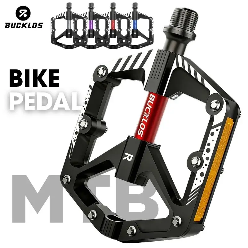 BUCKLOS Fahrradpedal Ultraleichtes BMX MTB Fahrradpedal Breite Plattform mit Sicherheitswarnung Reflektierende Rutschfeste Pedale Fahrradteile