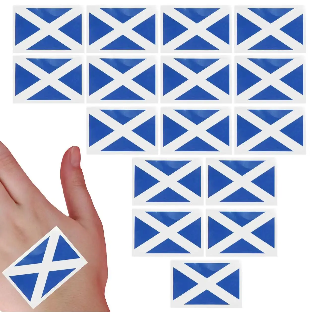 Pack of 16 Scottish Flag Temporary Tattoos - Waterproof Scotland Flag for Football, Rugby, St Andrews Day & Fancy Dress Costume