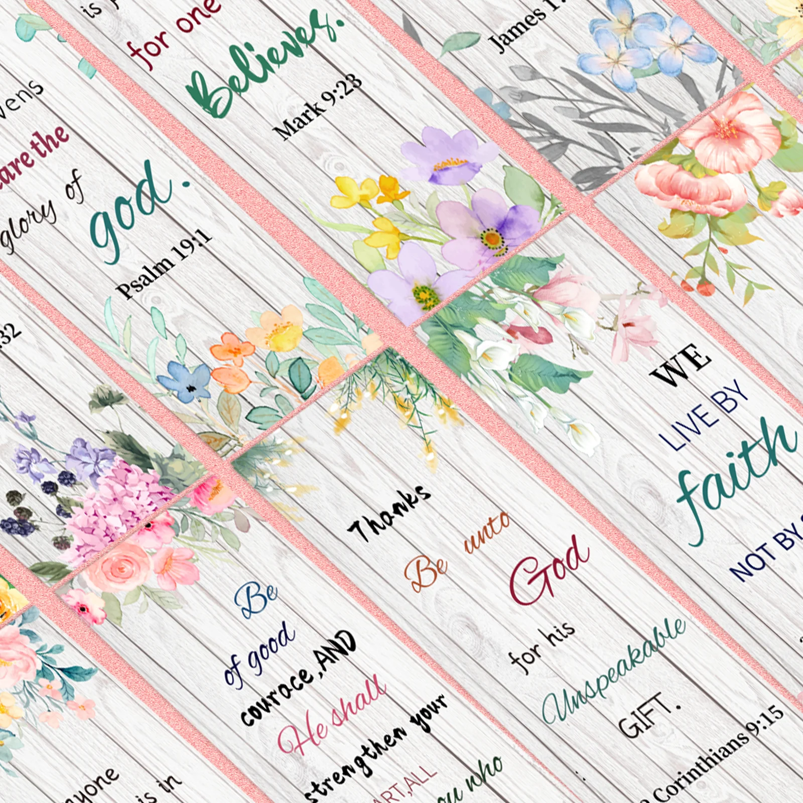 مجموعة إشارات مرجعية للكتاب المقدس مكونة من 12 قطعة، علامات كتاب آية الكتاب المقدس الورقية مع اقتباسات ملهمة، تصميمات ألوان مائية أنيقة #3