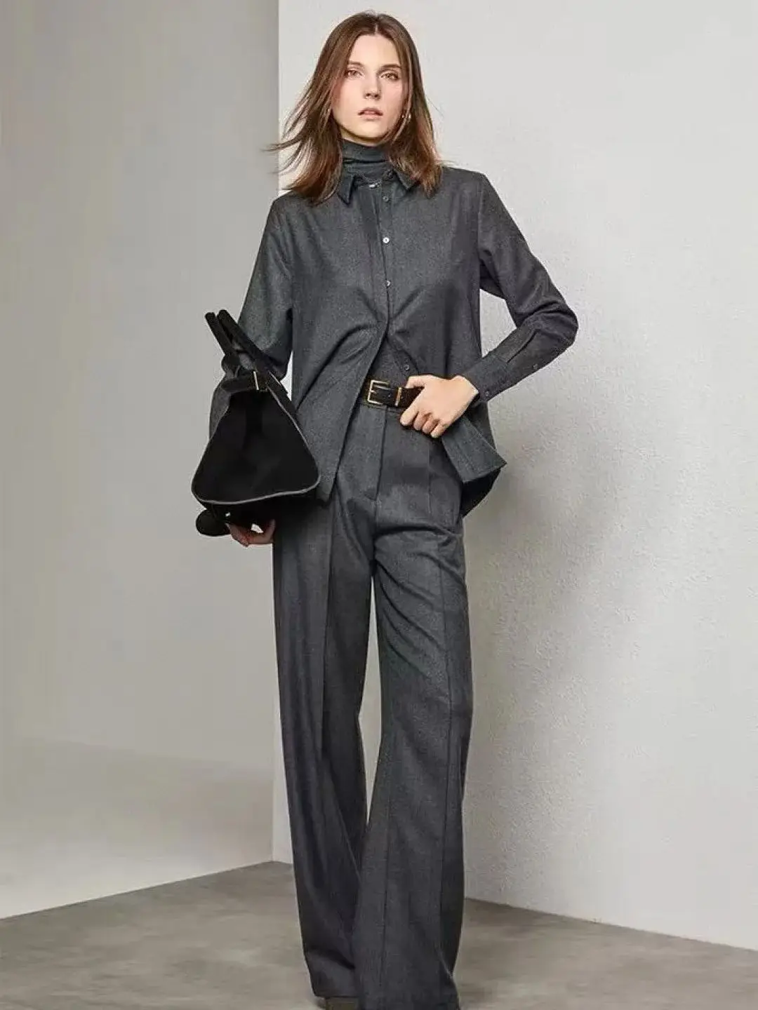 

Autumn minimal women's solid color luxurious trouser suit