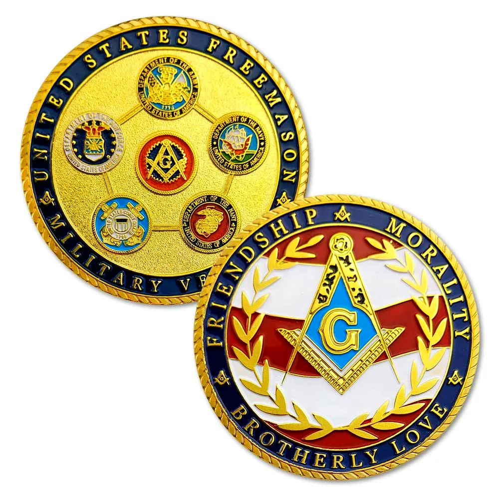 US Army Marine Air Force Masonic Freemason Freemasonry Challenge Coin