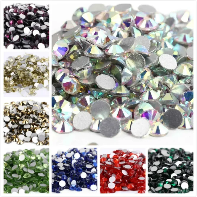 SS3 ~ SS30 AAAAA najwyższej jakości kryształ bez mocowania na gorąco Nail art Rhinestone Super jasne szkło Strass 3D zdobienie paznokci dekoracje — 2