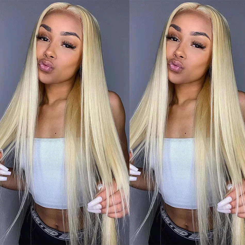 34 Inch 613 Straight Human Hair Wig With Baby Hair 13x4 Hd Lace 613 Blonde Wig Pre Plucked Bleached Knots