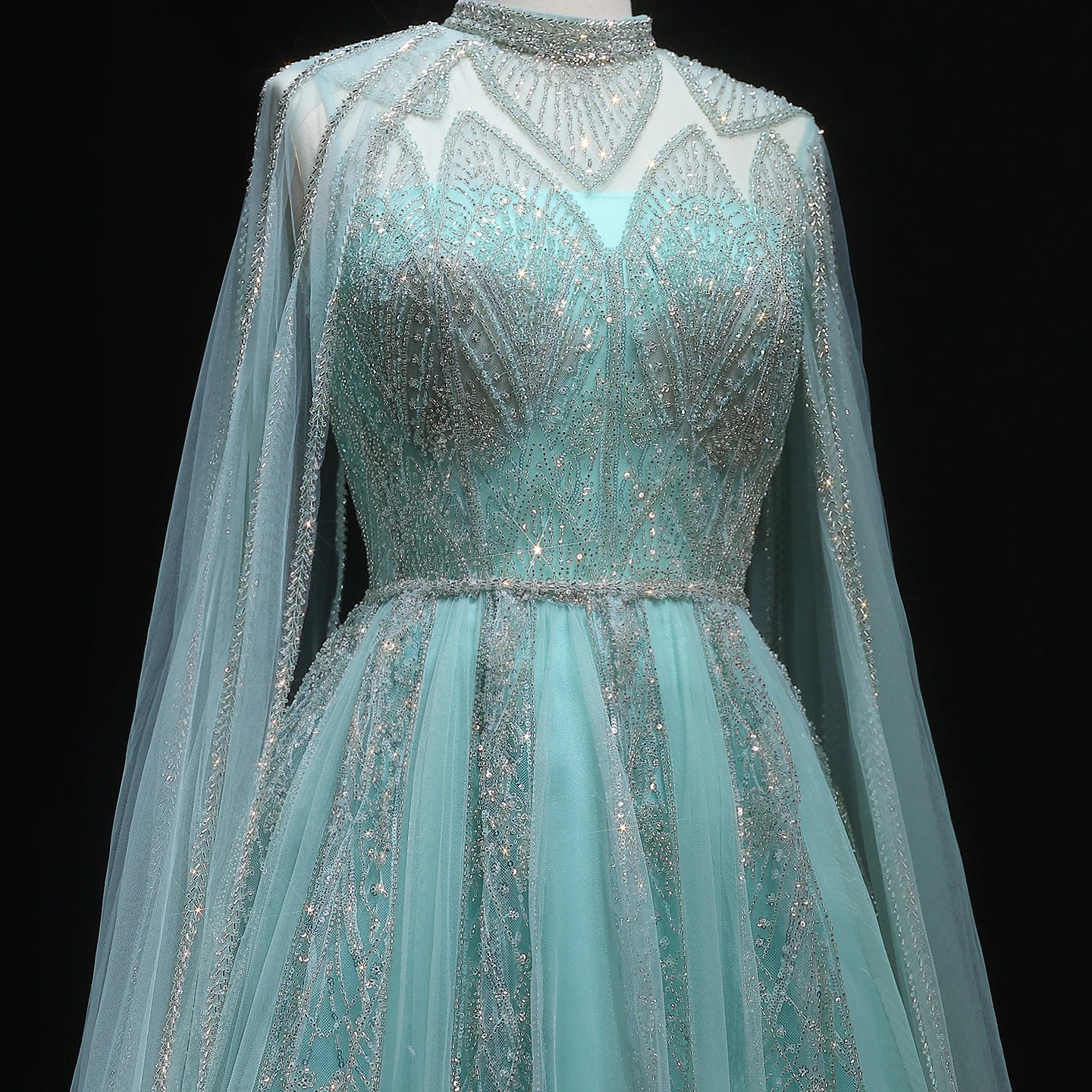 Sharon Said Luxuriöses Dubai Rosa Abendkleid mit Cape-Ärmeln Braun für Muslimische Arabische Hochzeit Damen Partykleider SS050 Maßanfertigung – Detail 17