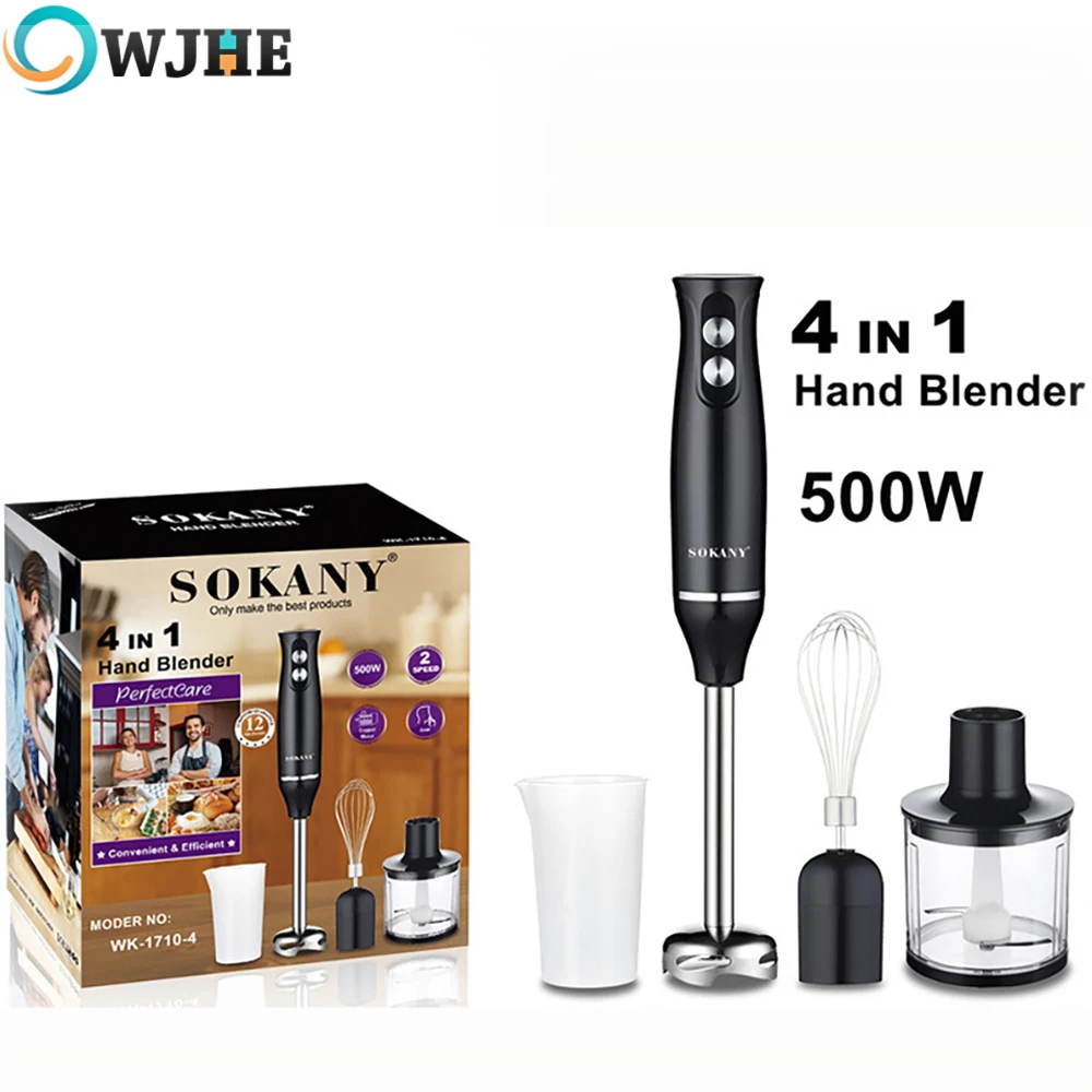 Licuadora eléctrica OWJHE 4 en 1, material de acero inoxidable 304, adecuada para alimentos de cocina, comida para bebés.