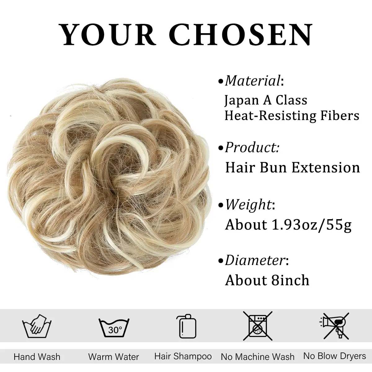 Messy Bun Hair Piece Hair Bun Scrunchies Synthetic Medium Brown Wavy Curly Chignon Ponytail Hair Extensions Thick Updo