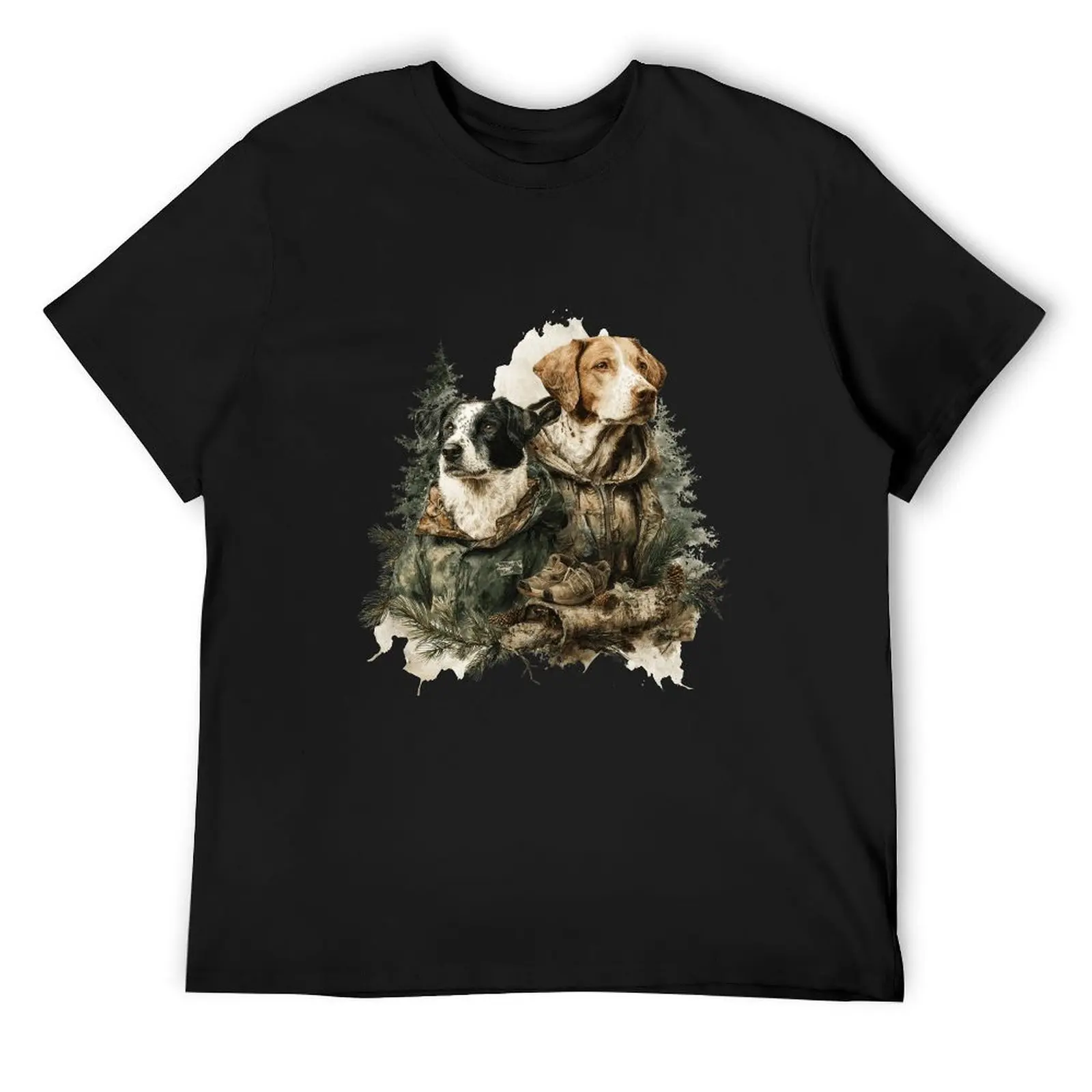 Rustic Cartoon Camo Bow Mallard Duck Duck Call Black Short Sleeve Tshirt Farm Casual Breathable Hunting Tee