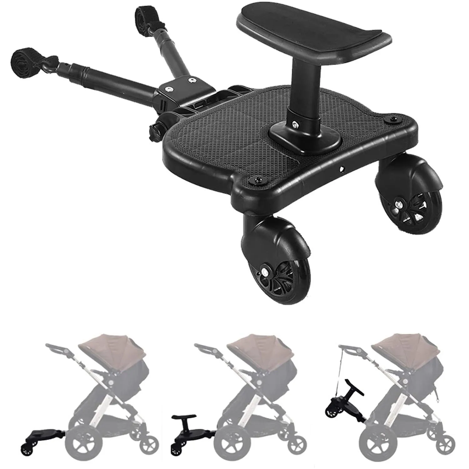 Universal Strollers Step Board adapt with Seat 2-in-1 Sit and Stand Stroller Board Twins Scooter Baby Pram Hitchhiker Bumper