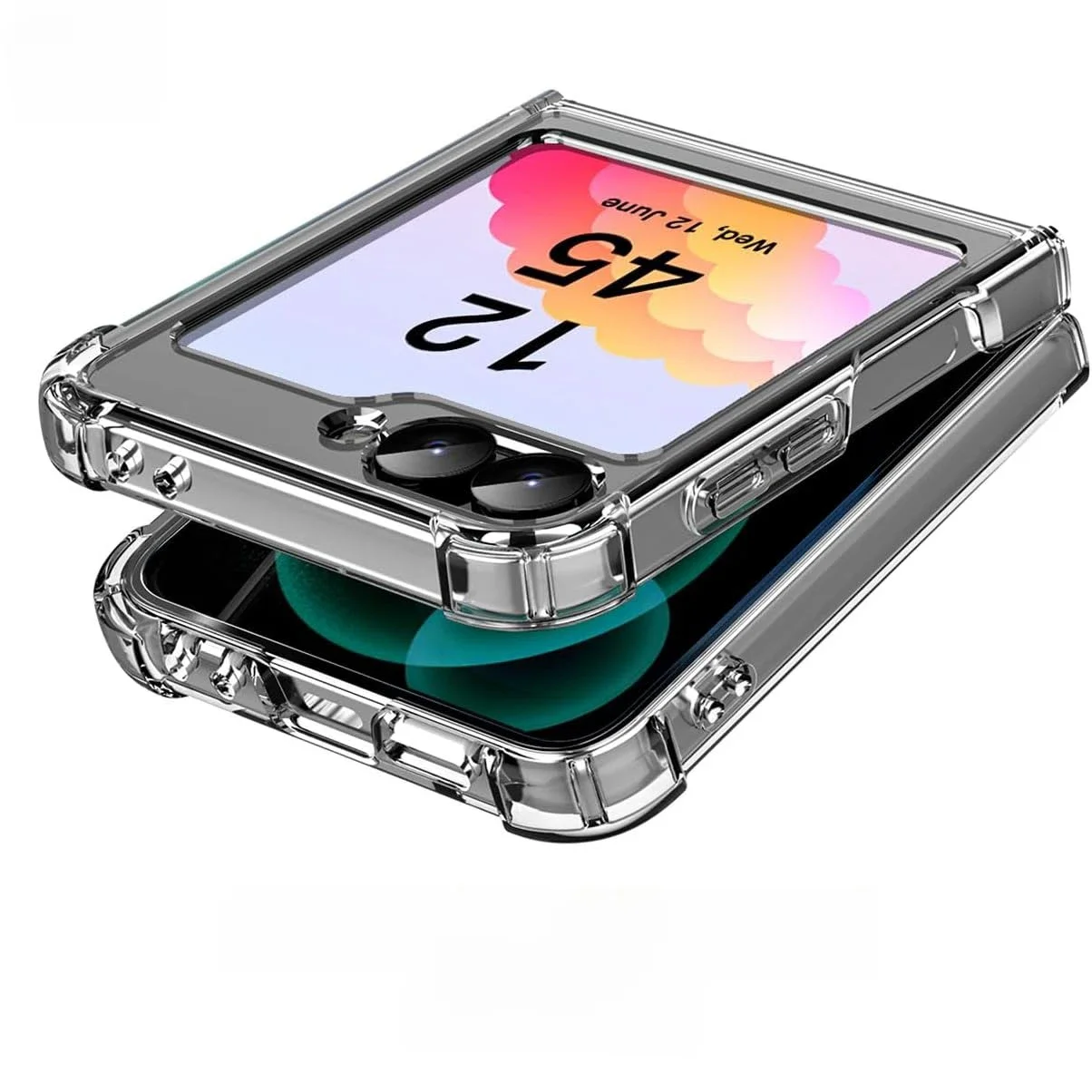 Capa transparente airbag para samsung galaxy z flip 6, acrílico para PC, amortecedor de tpu macio,