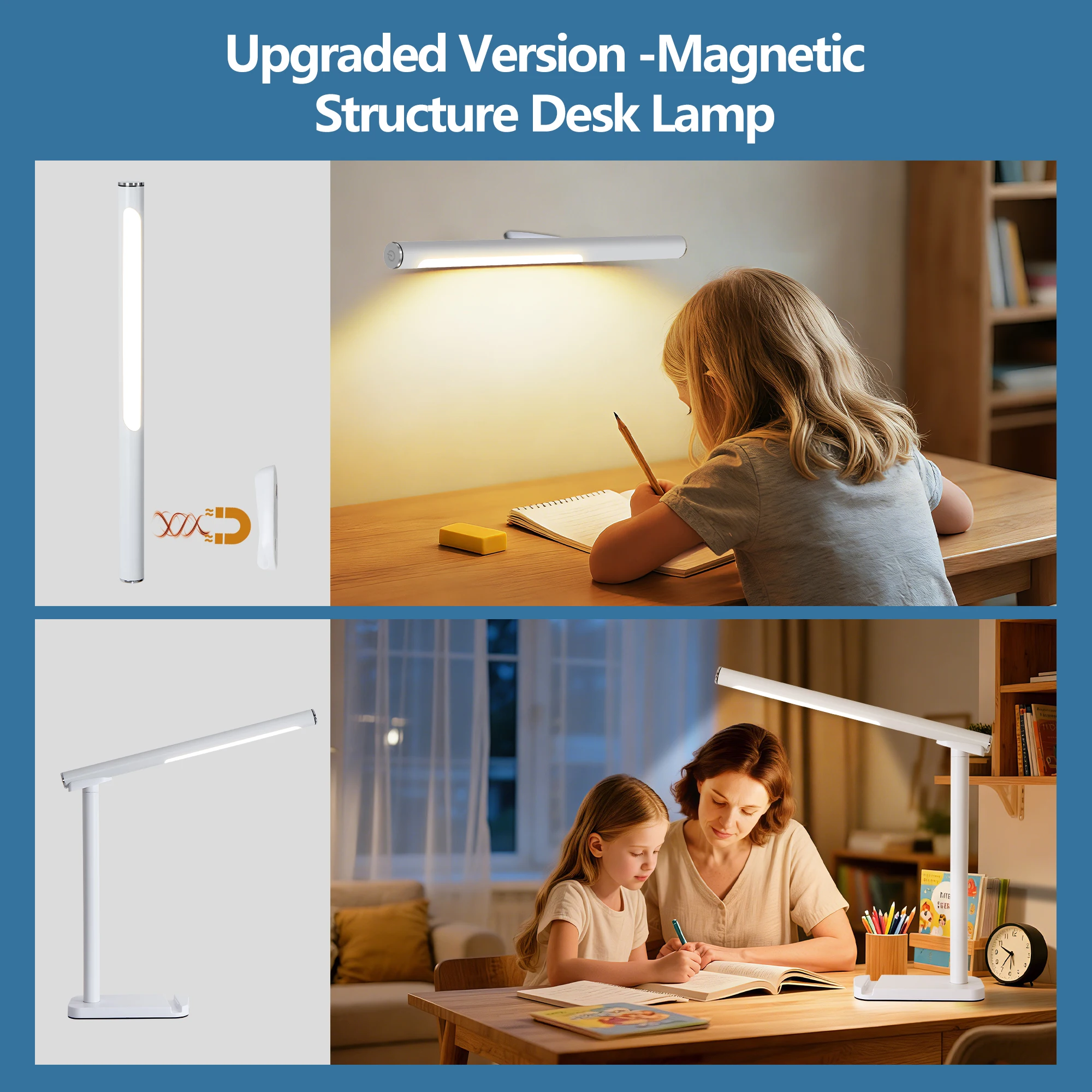 LED Desk Lamp Rechargeable Touch Dimmable Control Adjustable Magnetic Table Lamp