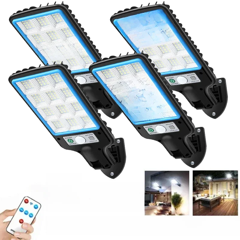 1~4PCS Solar Lights Outdoor With 3 Modes Waterproof Motion Sensor Security Lighting LED Wall Street Lamp for Garden 108/117COB