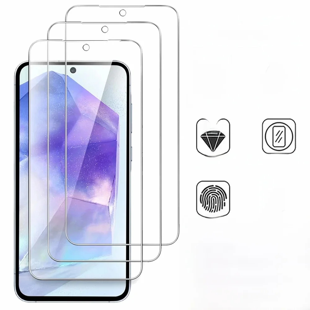 3 Stück HD gehärtetes Glas für Samsung A18 A17 A27 A37 A57 A16 A26 A36 A56 A55 A53 A54 A35 A25 A15 Displays chutz folie Samsung Galaxy S26 S25 S24 Ultra Screen Protector Glass S24 FE S23 S22 S21 Plus