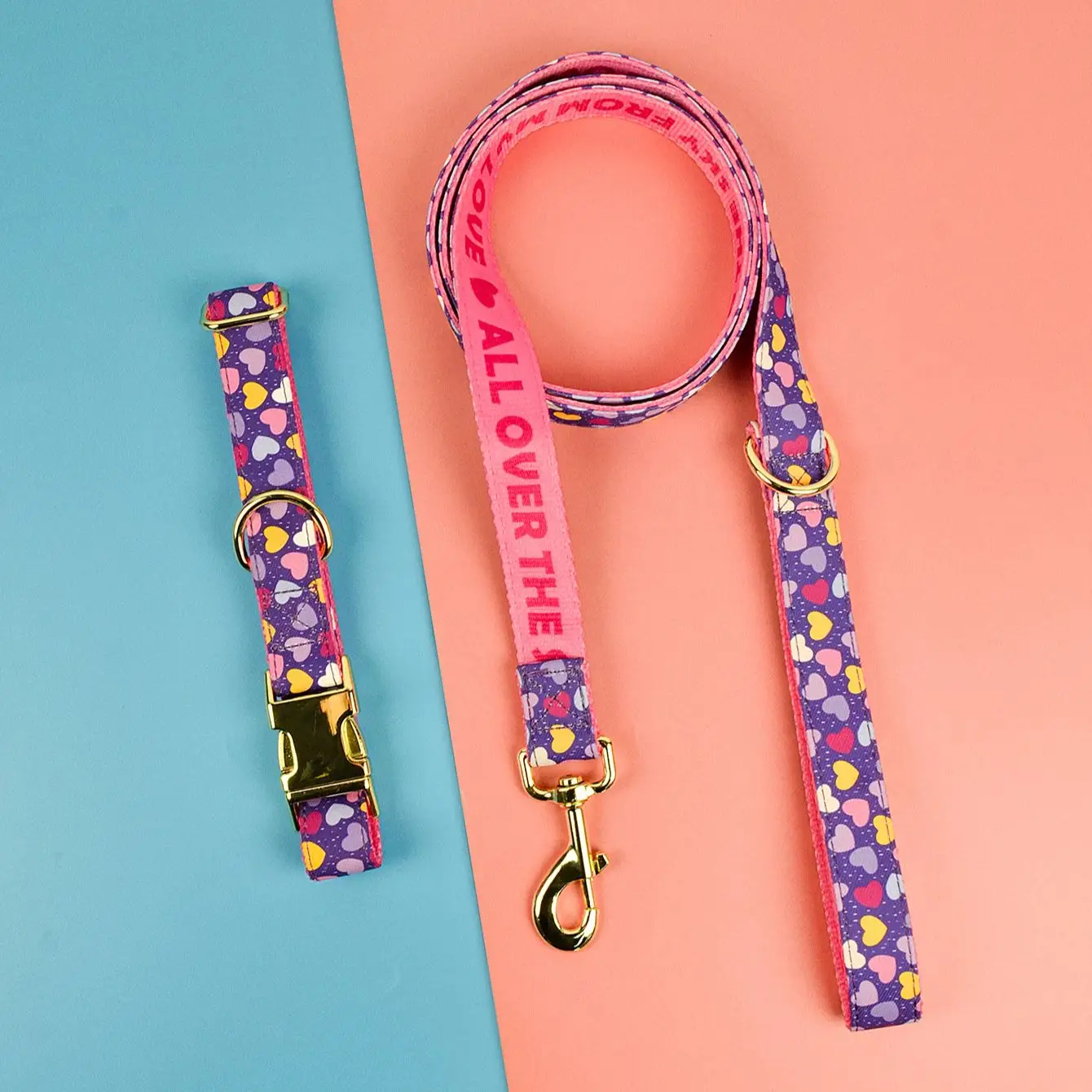 Luxury Brand Summer Colorful Season Adjutable Dog Collar And Leash Set For Small Medium Large Dogs