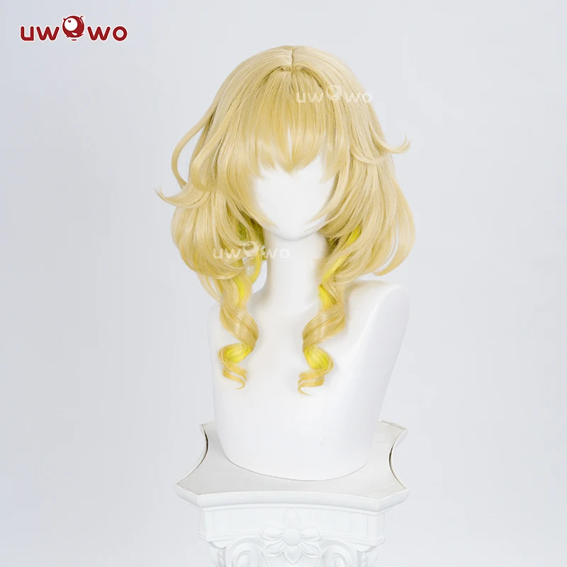 UWOWO Aglaea Wig Game Honkai Star Rail Aglaea Cosplay Wig Light Yellow Hair Long Hair Halloween Wig